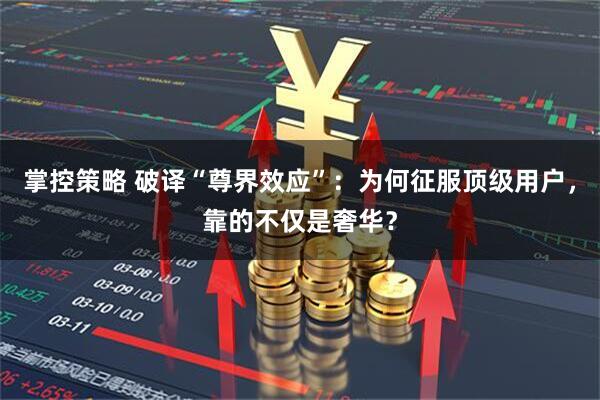 掌控策略 破译“尊界效应”：为何征服顶级用户，靠的不仅是奢华？